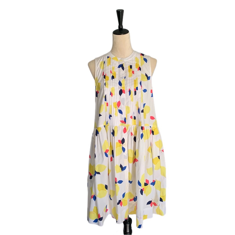 Kate Spade Lemon Zest Pintuck Cotton Blend Career Shift Dress Medium